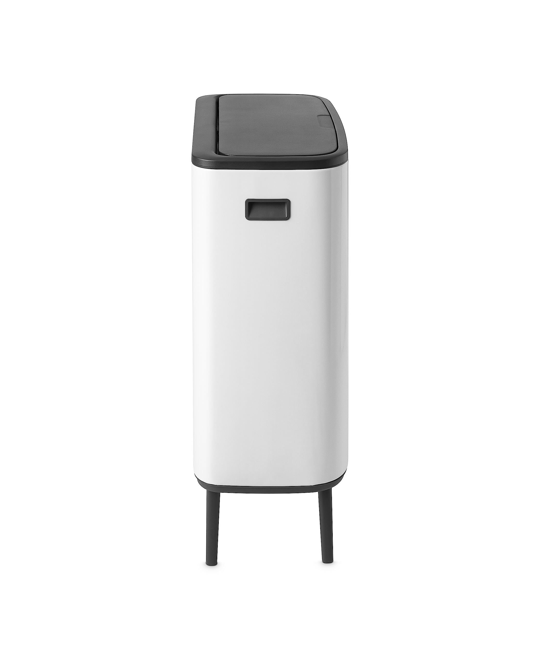 Brabantia Bo Hi Touch Top Trash Can - 16 Gal Inner Buckets (White) Waste/Recycling Garbage Can, Removable Compartment, Raised Le